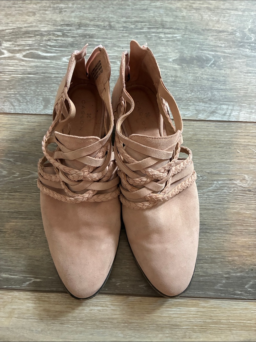 Caslon Blush beige
Braided Suede Ankle Booties